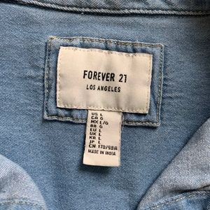 Forever 21 Tops - Forever 21 Distress jean button up shirt Forever 21 Tops - Forever 21 Distress jean button up shirt